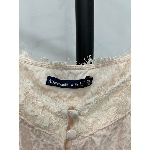 Abercrombie & Fitch XL Beige Lace Trim Cami Top Leopard Print 90s Y2K Babydoll - Picture 5 of 8